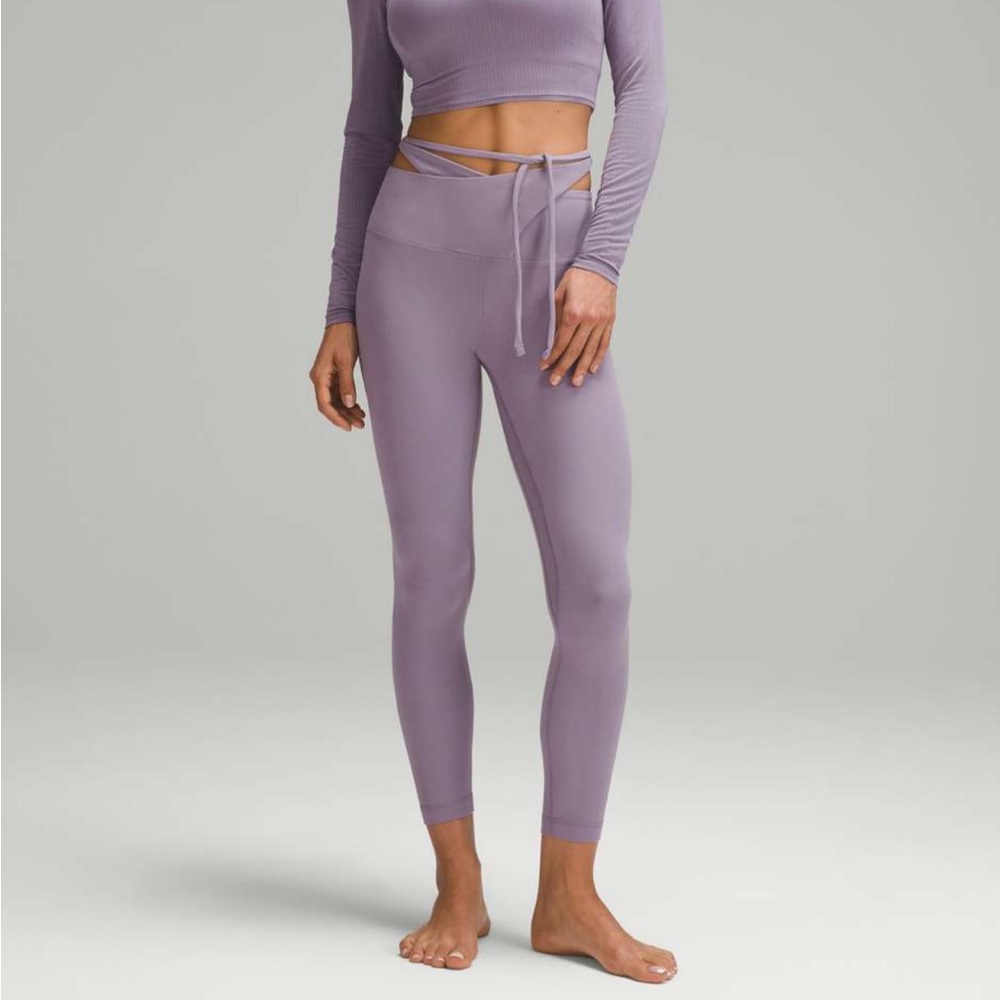 lululemon align wrap around tie waist tight 25” nulu in purple ash 8 lavender